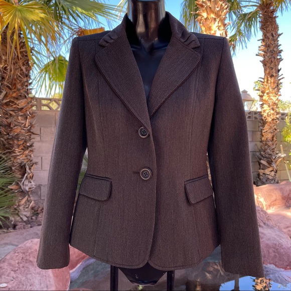 Le Suit Petite Size:4P Brown Short Blazer - Picture 4 of 12
